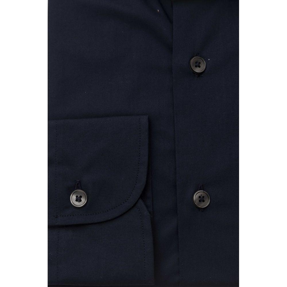 Bagutta Blue Cotton Men Shirt with French Collar Bagutta