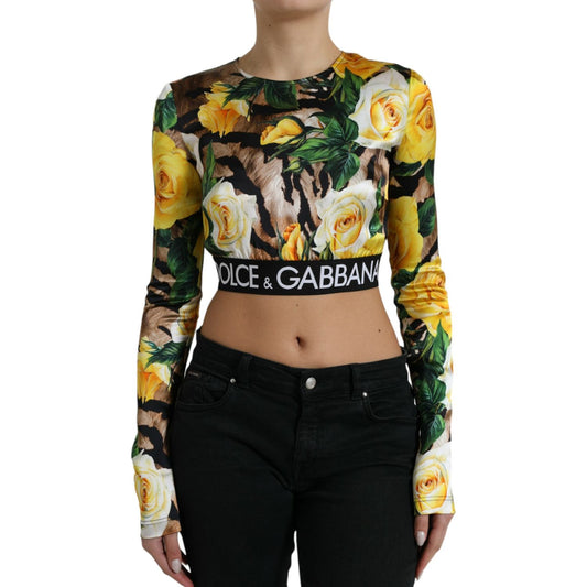 Dolce & Gabbana Elegant Floral Cropped Blouse Top Dolce & Gabbana