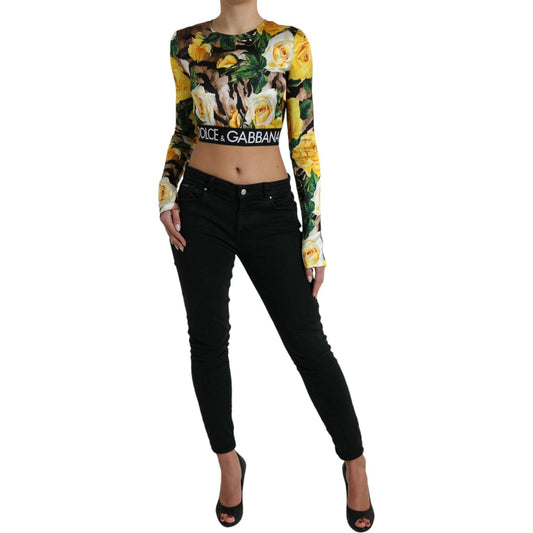 Dolce & Gabbana Elegant Floral Cropped Blouse Top Dolce & Gabbana