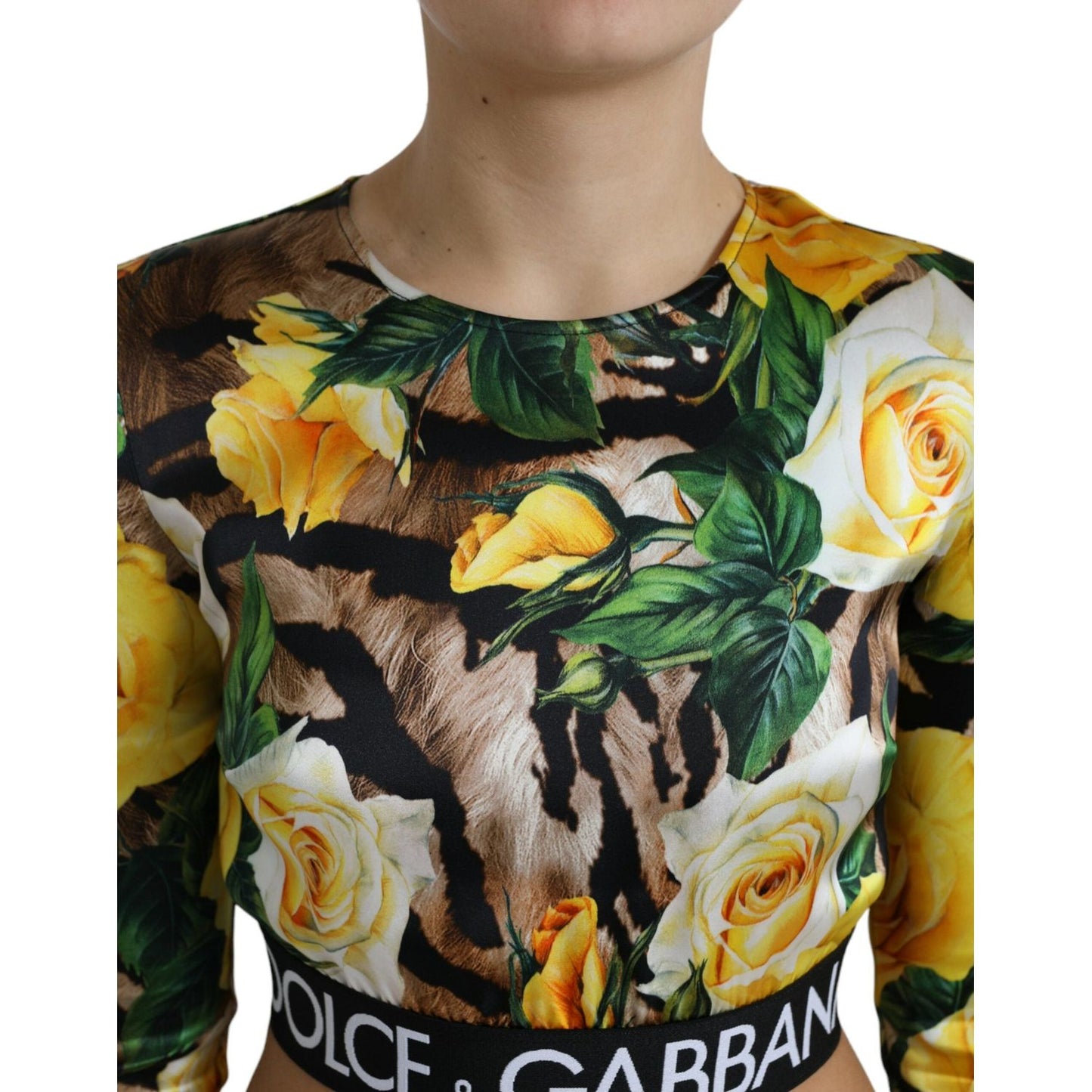 Dolce & Gabbana Elegant Floral Cropped Blouse Top Dolce & Gabbana