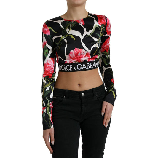 Dolce & Gabbana Elegant Floral Cropped Blouse Top Dolce & Gabbana