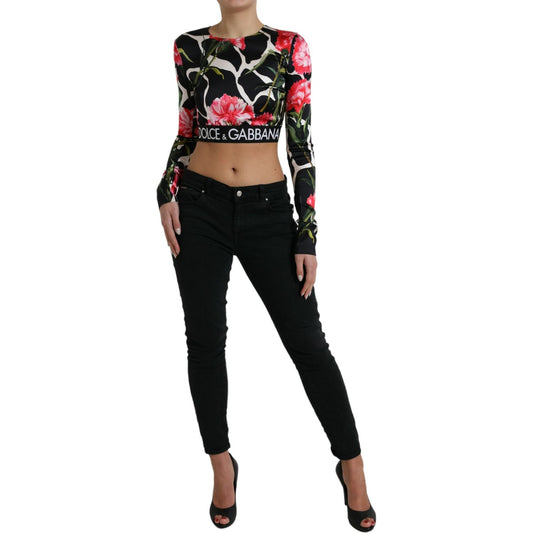 Dolce & Gabbana Elegant Floral Cropped Blouse Top Dolce & Gabbana