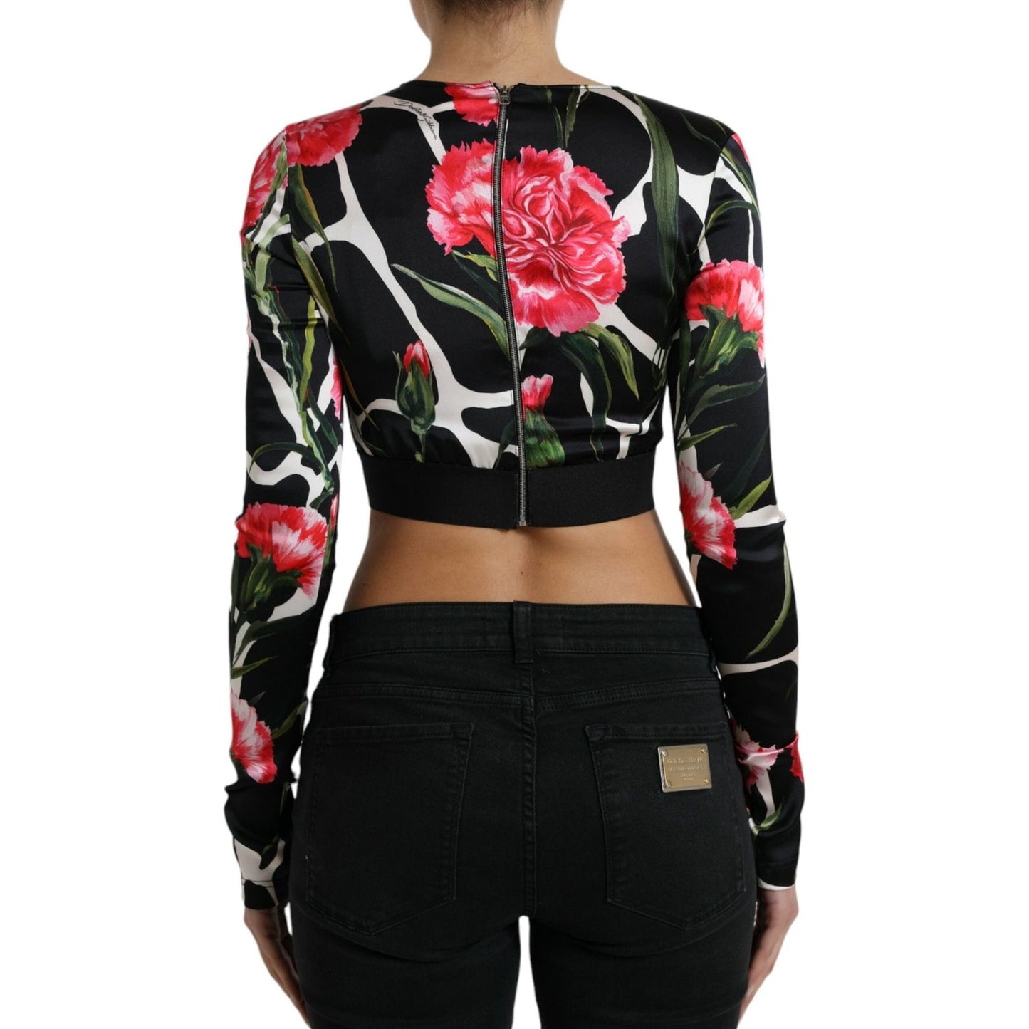 Dolce & Gabbana Elegant Floral Cropped Blouse Top Dolce & Gabbana