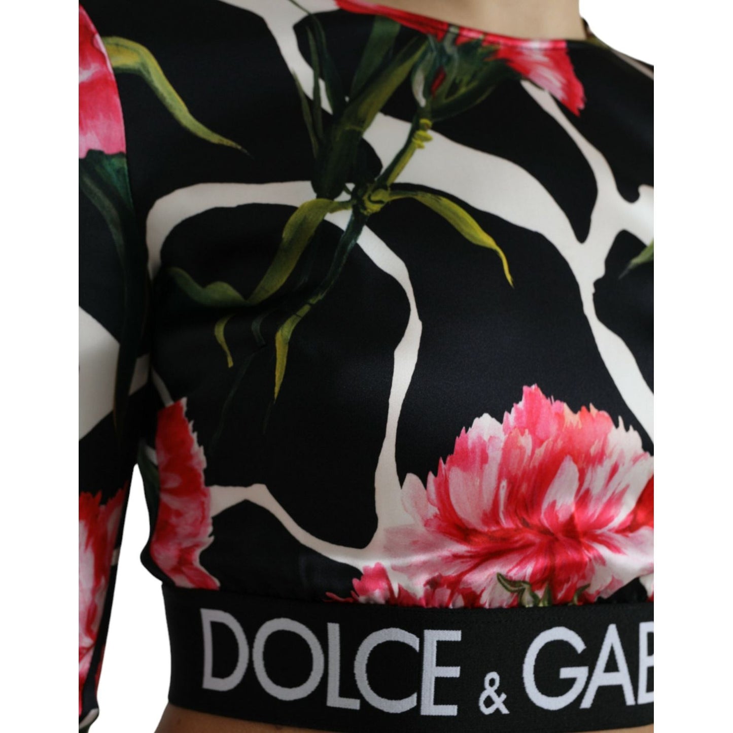 Dolce & Gabbana Elegant Floral Cropped Blouse Top Dolce & Gabbana