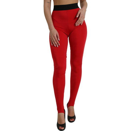 Dolce & Gabbana Elegant Red High Waist Leggings Pants Dolce & Gabbana