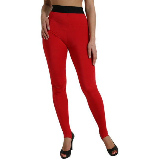 Dolce & Gabbana Elegant Red High Waist Leggings Pants Dolce & Gabbana