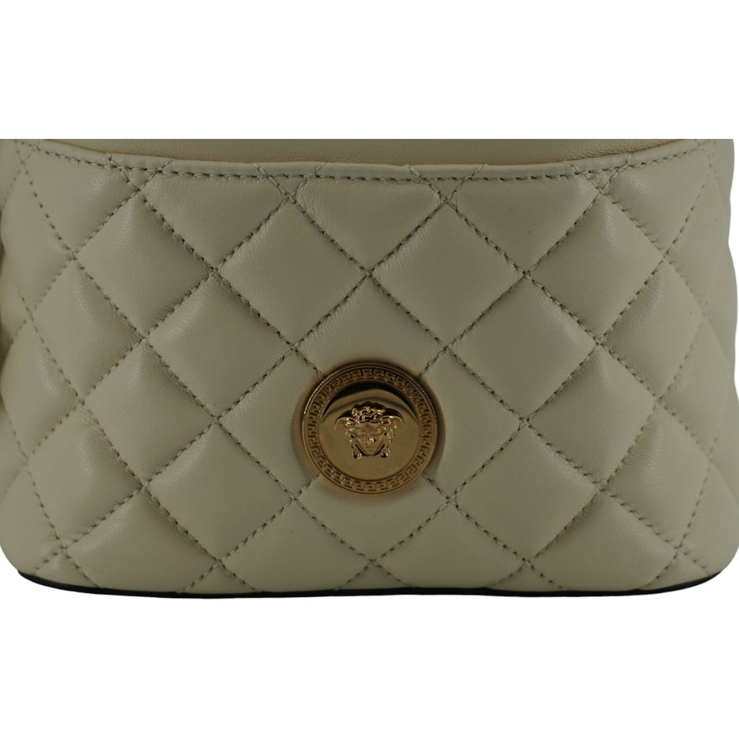 Versace Elegant Small White Leather Bucket Shoulder Bag Versace