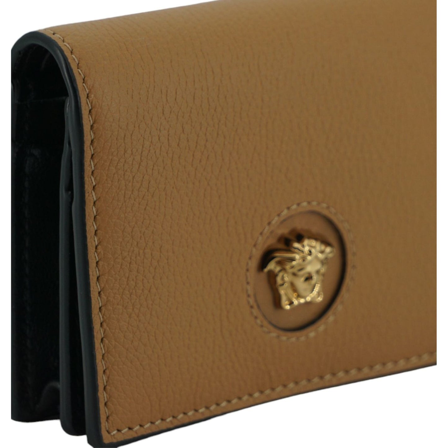 Versace Elegant Compact Leather Wallet in Brown Versace