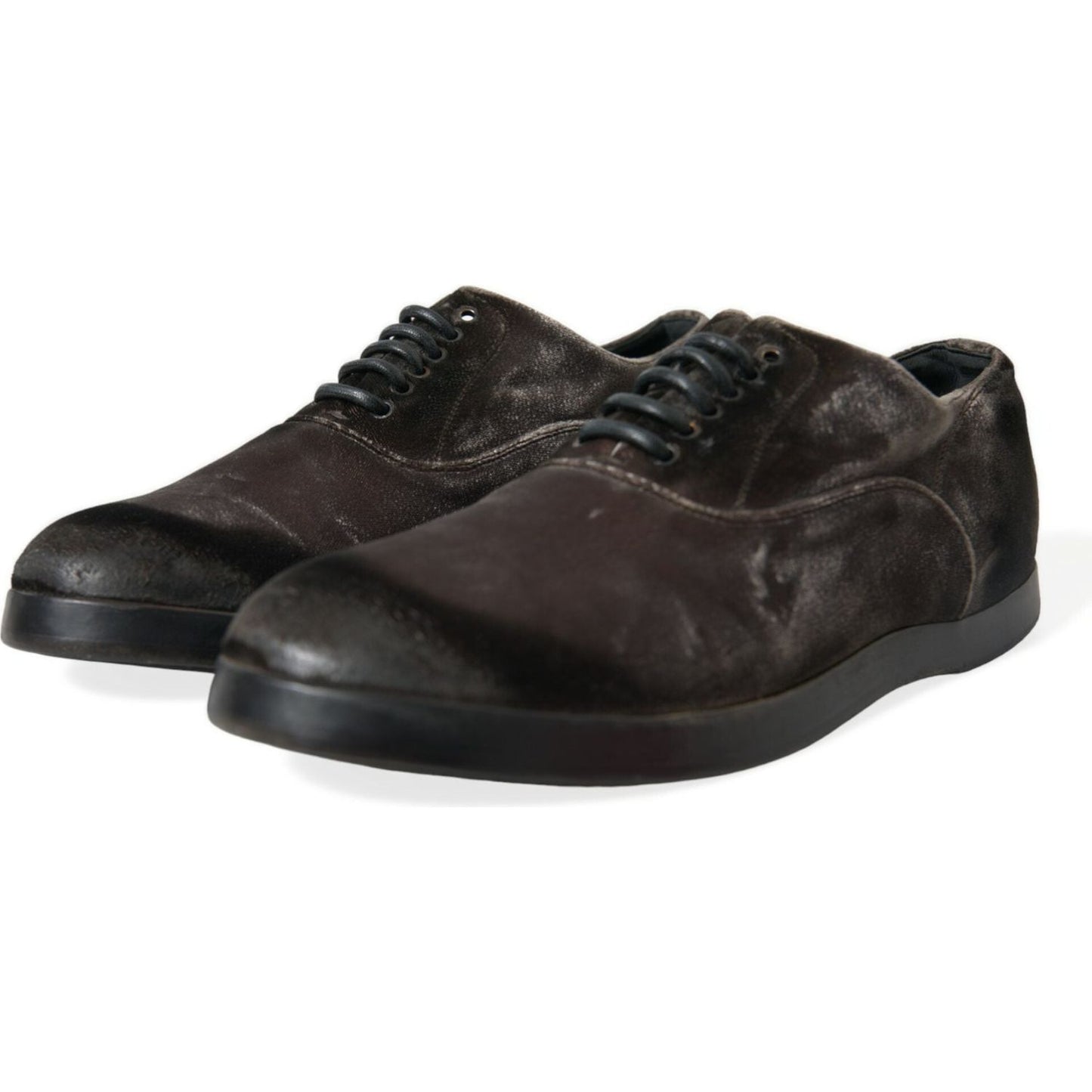 Dolce & Gabbana Elegant Brown Velvet Oxford Lace-up Shoes Dolce & Gabbana