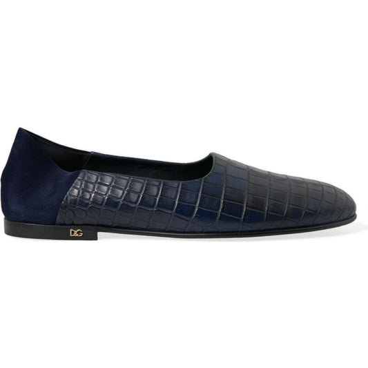 Dolce & Gabbana Elegant Blue Crocodile Leather Loafers Dolce & Gabbana