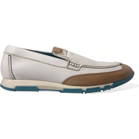 Dolce & Gabbana Elegant White Deerskin Loafers Dolce & Gabbana