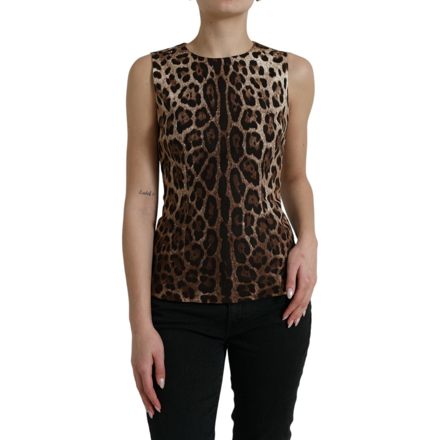 Dolce & Gabbana Sleek Leopard Print Silk-Blend Tank Top Dolce & Gabbana