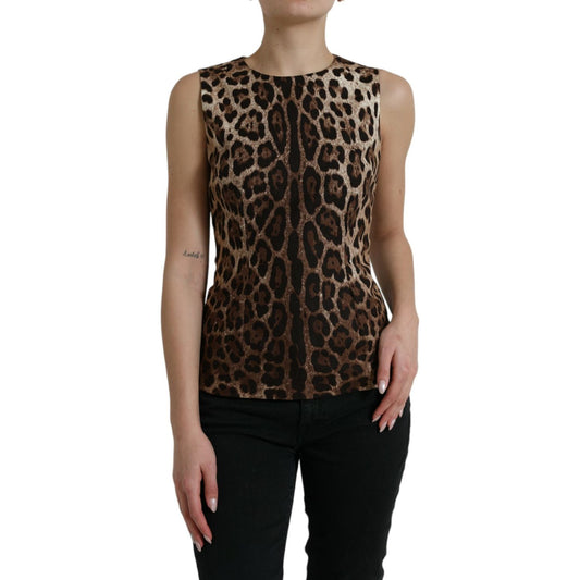 Dolce & Gabbana Sleek Leopard Print Silk-Blend Tank Top Dolce & Gabbana