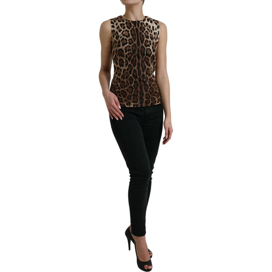 Dolce & Gabbana Sleek Leopard Print Silk-Blend Tank Top Dolce & Gabbana