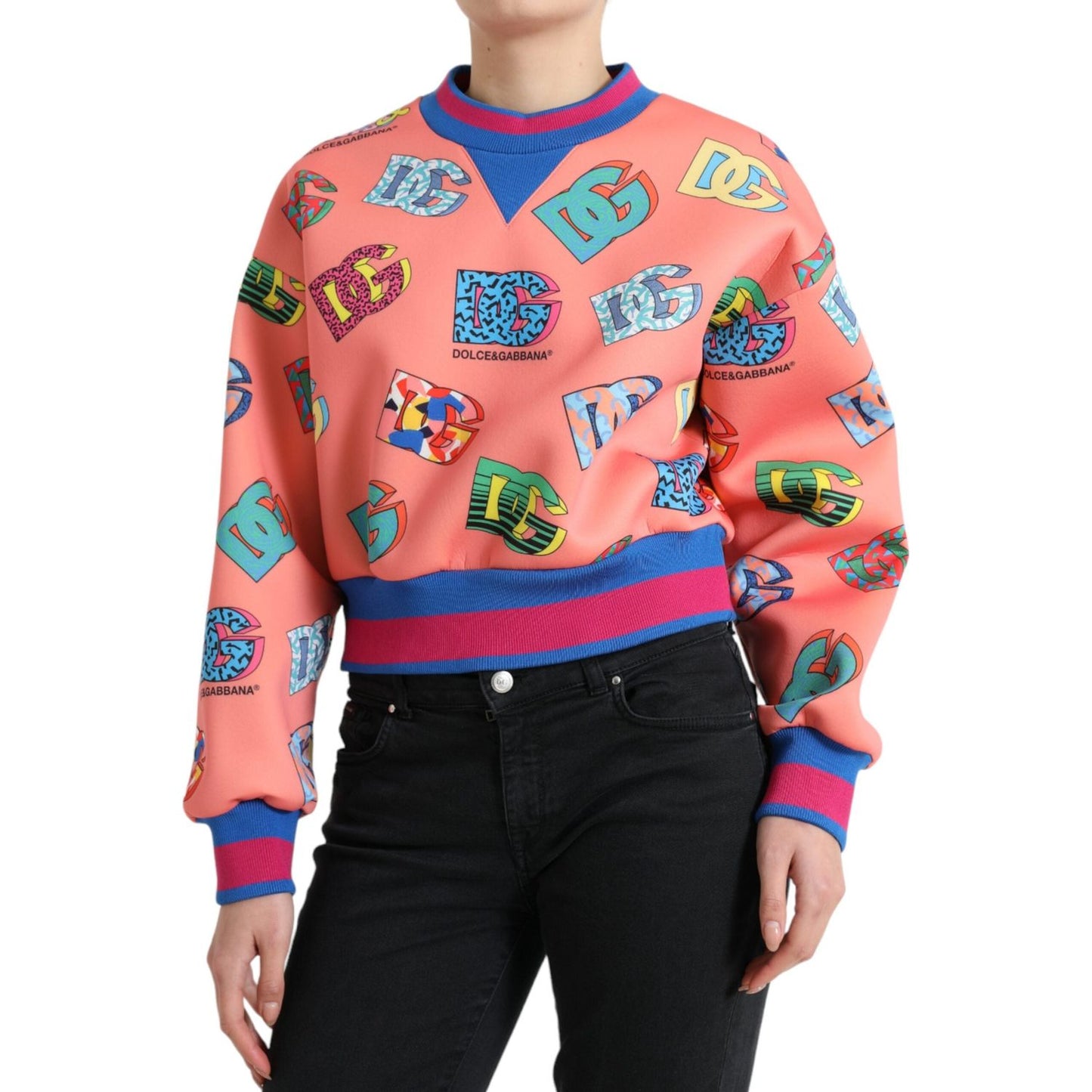 Dolce & Gabbana Salmon Pink Logo Sweater - Crew Neck Elegance Dolce & Gabbana