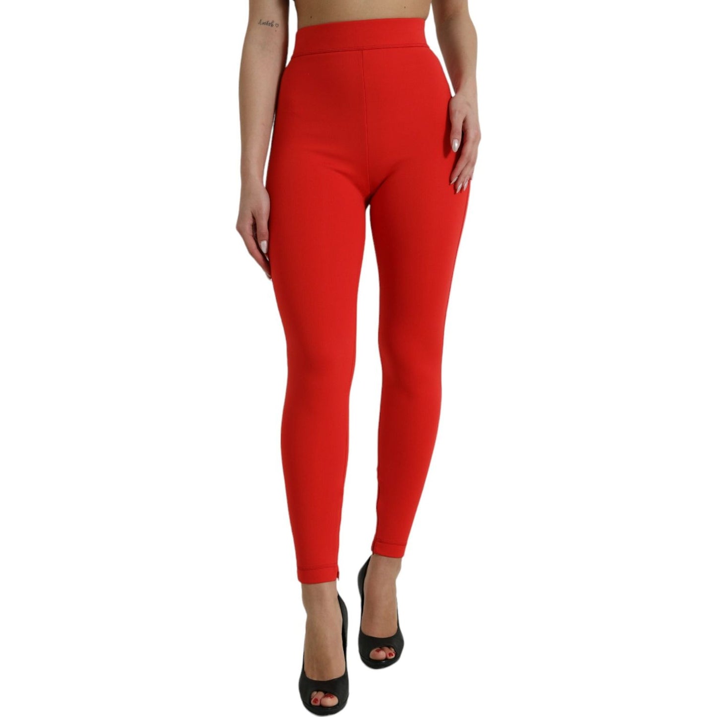 Dolce & Gabbana Elegant High Waist Red Leggings Dolce & Gabbana