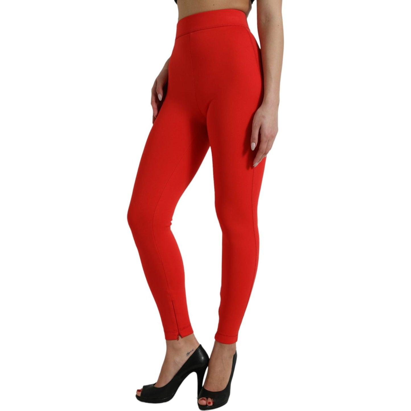 Dolce & Gabbana Elegant High Waist Red Leggings Dolce & Gabbana