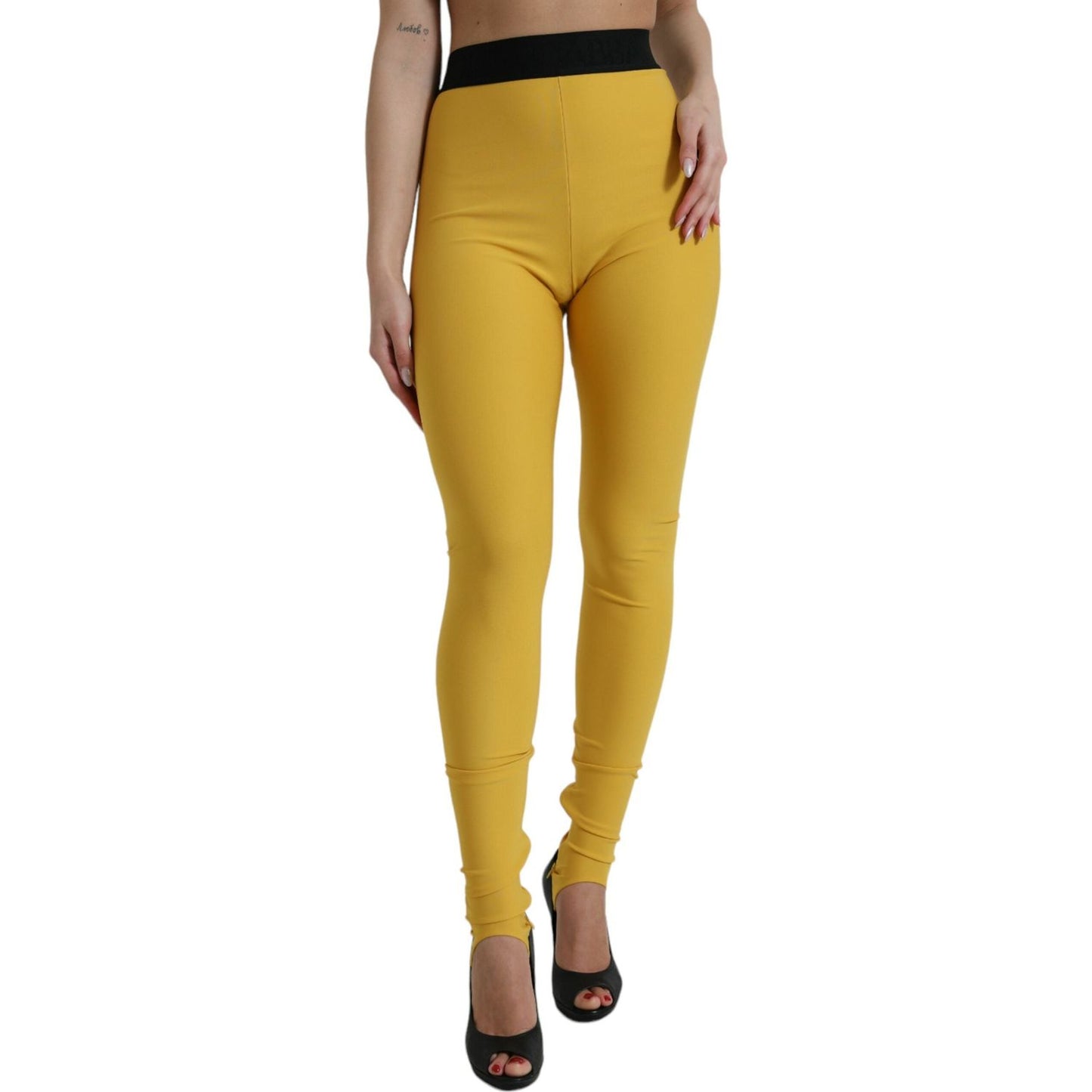 Dolce & Gabbana Elegant High Waist Yellow Leggings Dolce & Gabbana