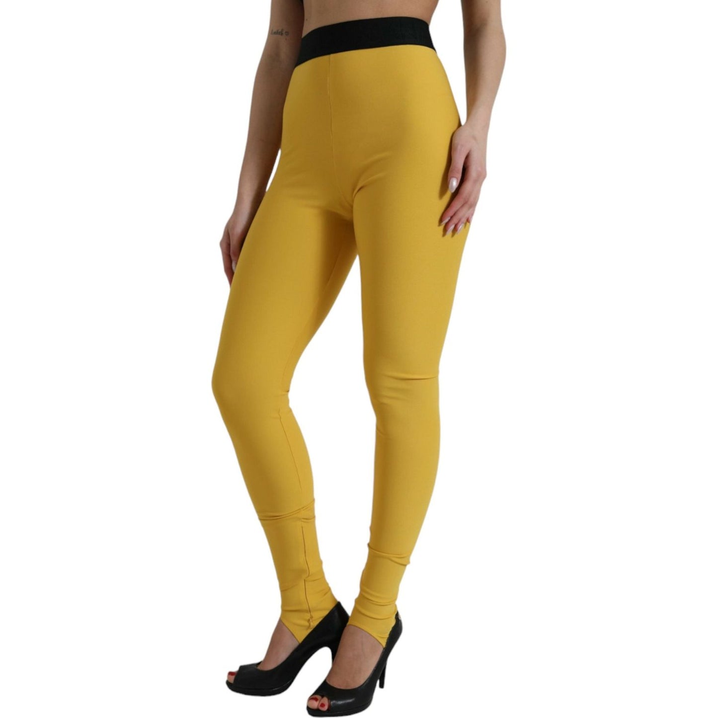 Dolce & Gabbana Elegant High Waist Yellow Leggings Dolce & Gabbana