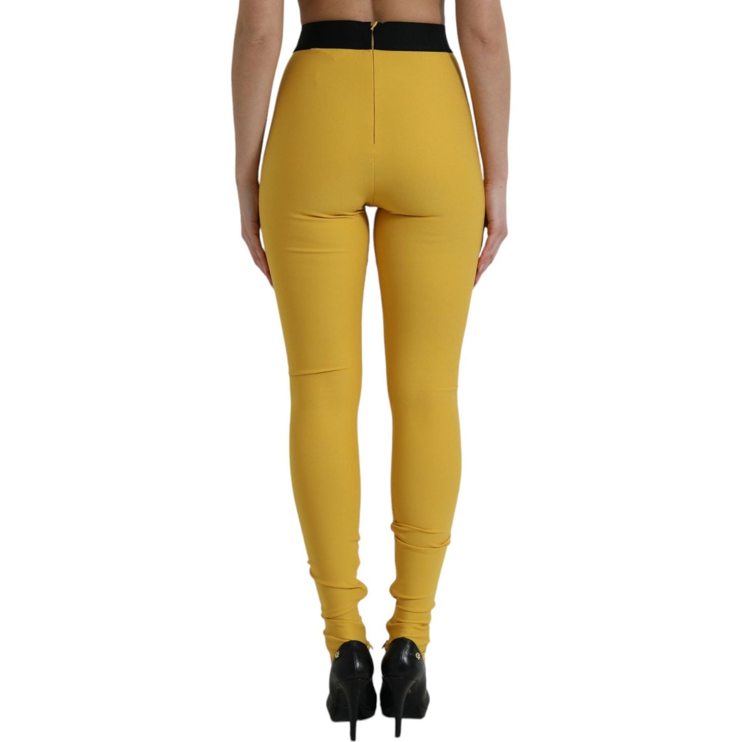 Dolce & Gabbana Elegant High Waist Yellow Leggings Dolce & Gabbana