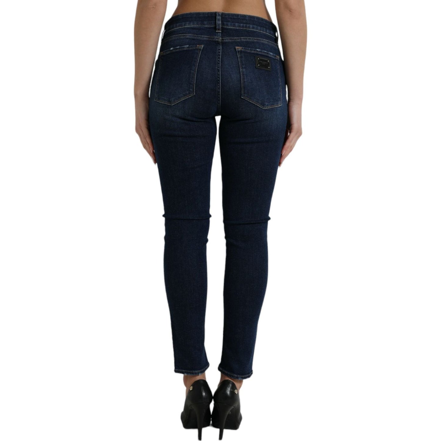 Dolce & Gabbana Elegant Dark Blue Mid Waist Stretch Jeans Dolce & Gabbana