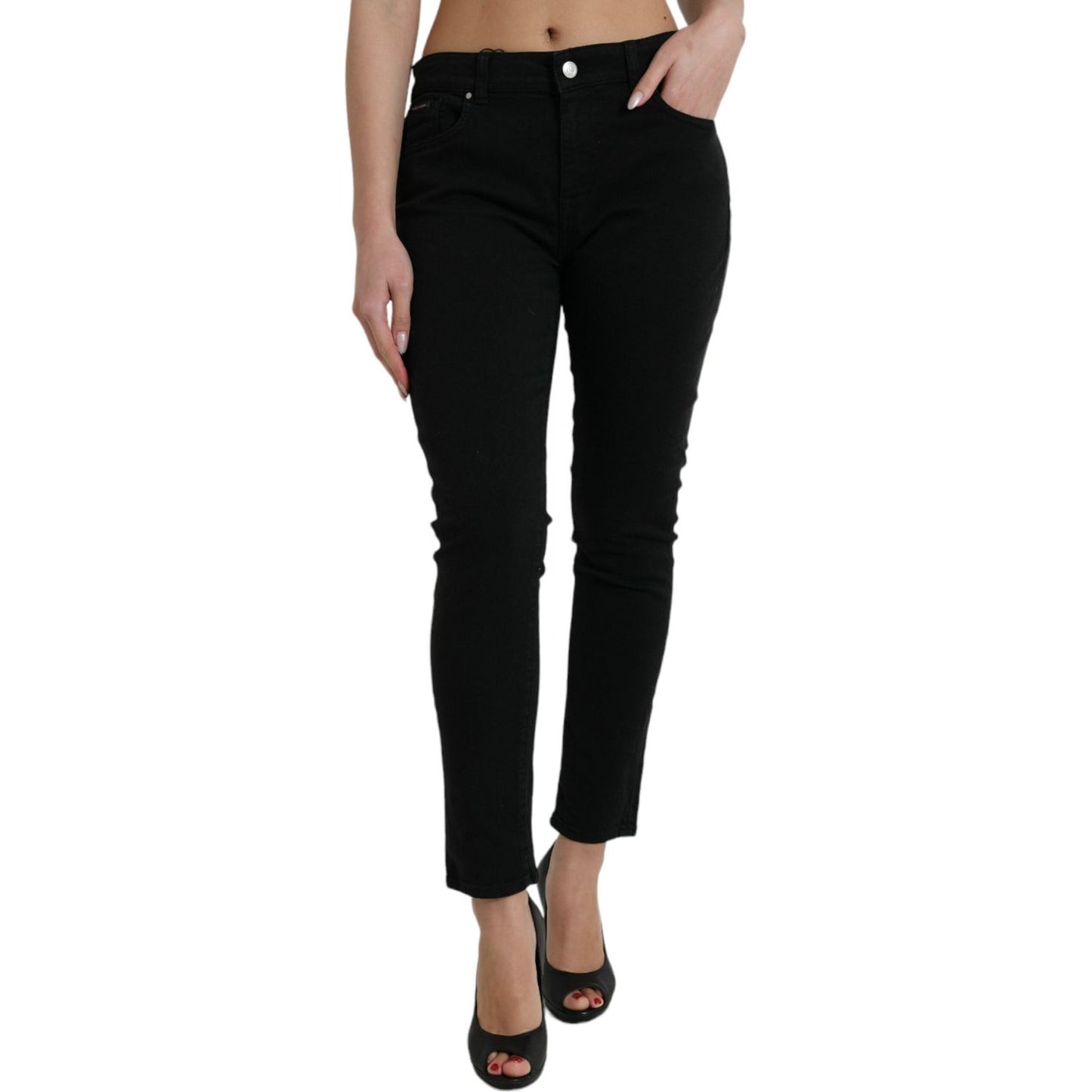 Dolce & Gabbana Elegant Mid Waist Stretch Jeans in Black Dolce & Gabbana