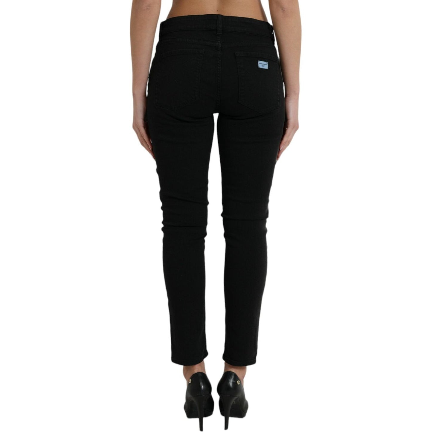 Dolce & Gabbana Elegant Mid Waist Stretch Jeans in Black Dolce & Gabbana