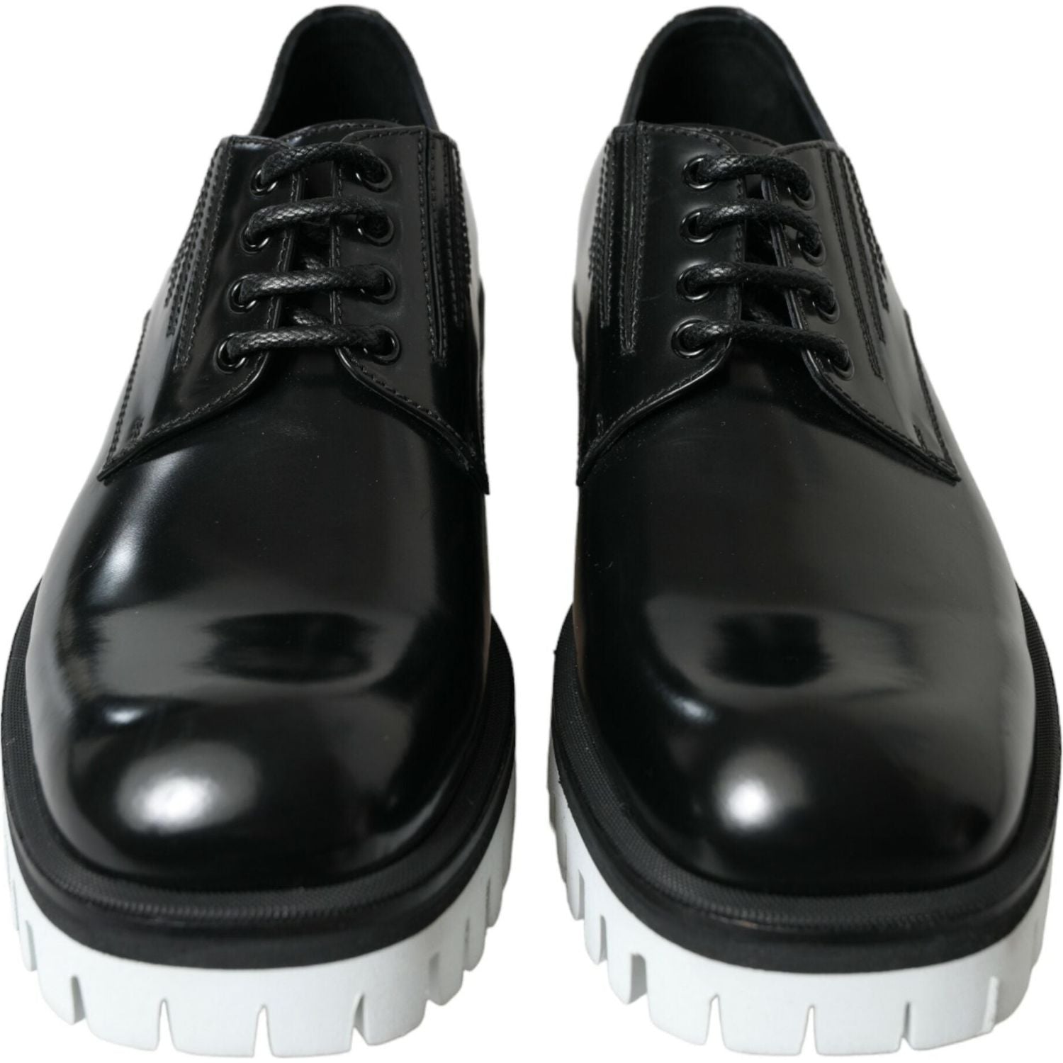 Dolce & Gabbana Sophisticated Black and White Leather Derby Shoes