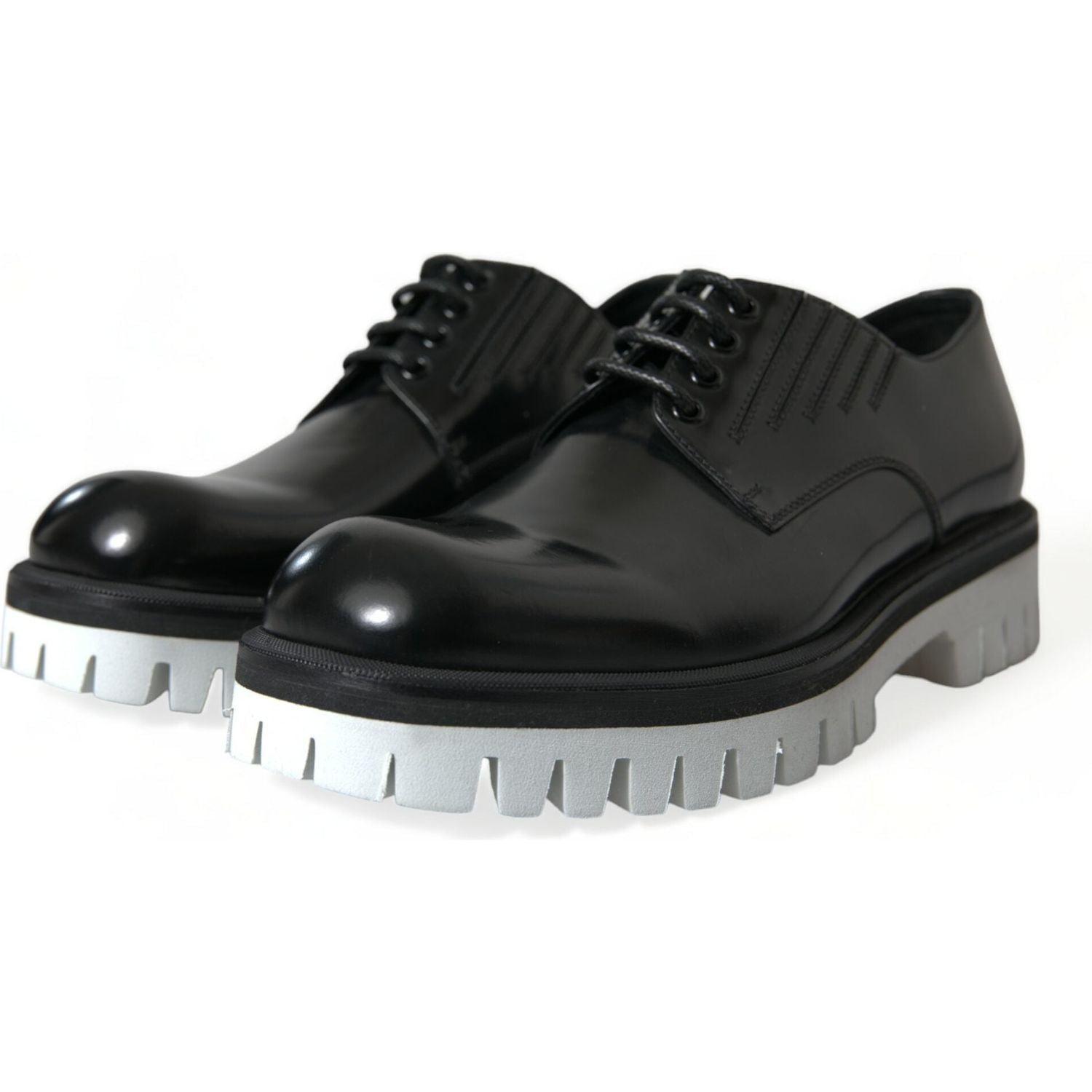 Dolce & Gabbana Sophisticated Black and White Leather Derby Shoes