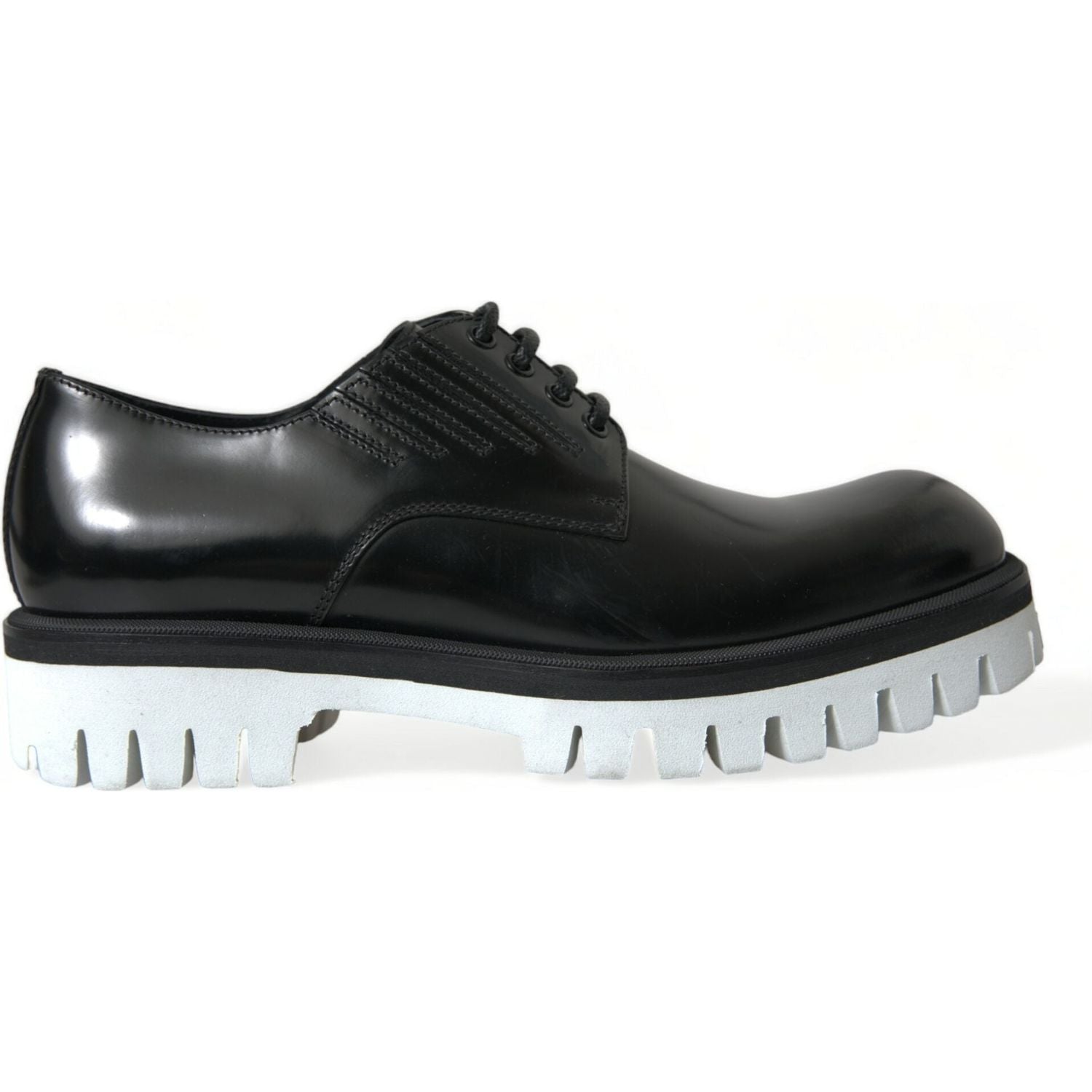 Dolce & Gabbana Sophisticated Black and White Leather Derby Shoes