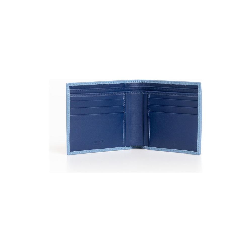 Trussardi Light Blue Leather Men Wallet Trussardi