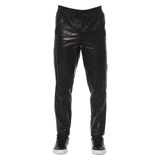 Trussardi Black Leather Men's Trouser Trussardi