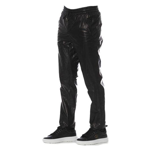 Trussardi Black Leather Men's Trouser Trussardi