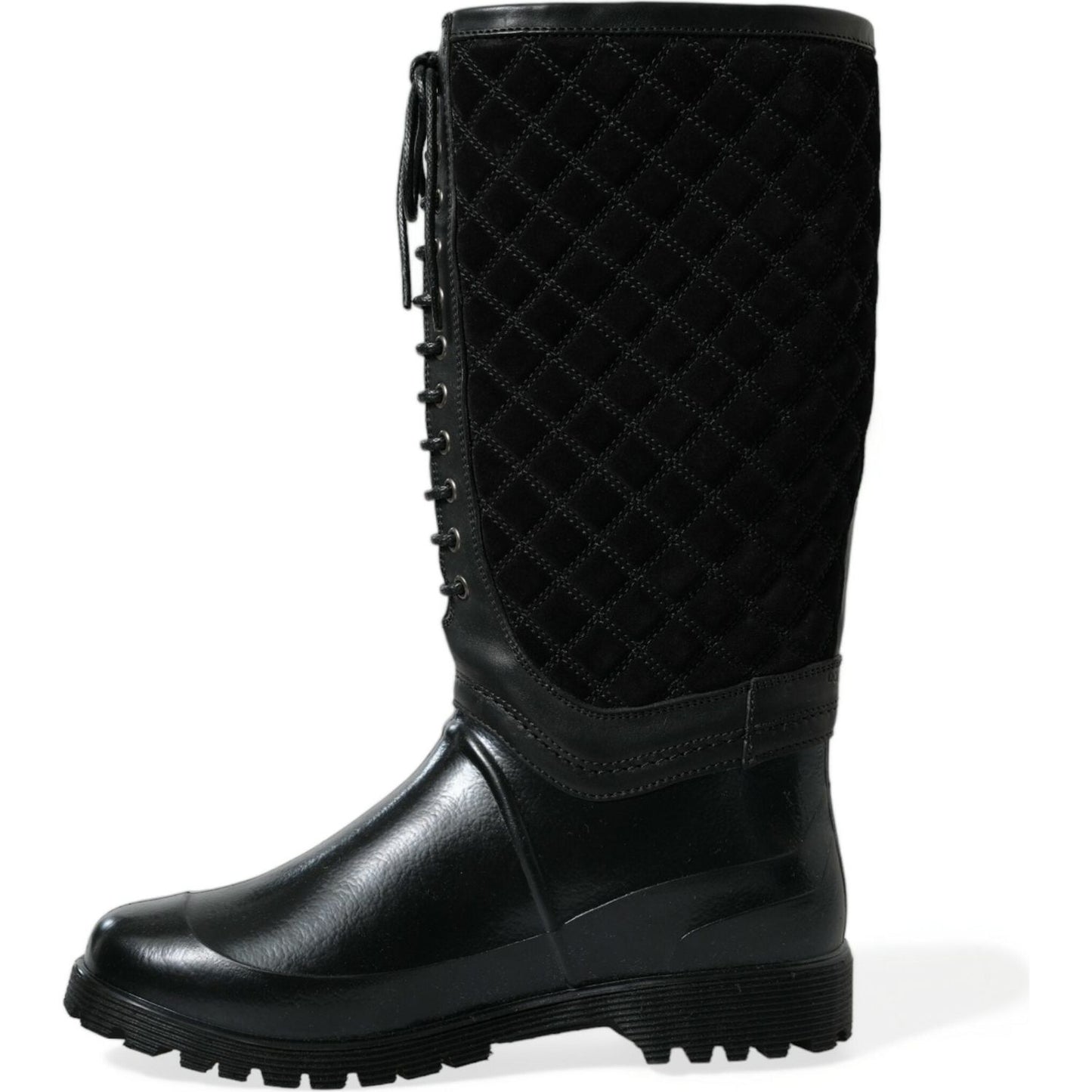 Dolce & Gabbana Elegant Quilted Lace-Up Rain Boots Dolce & Gabbana