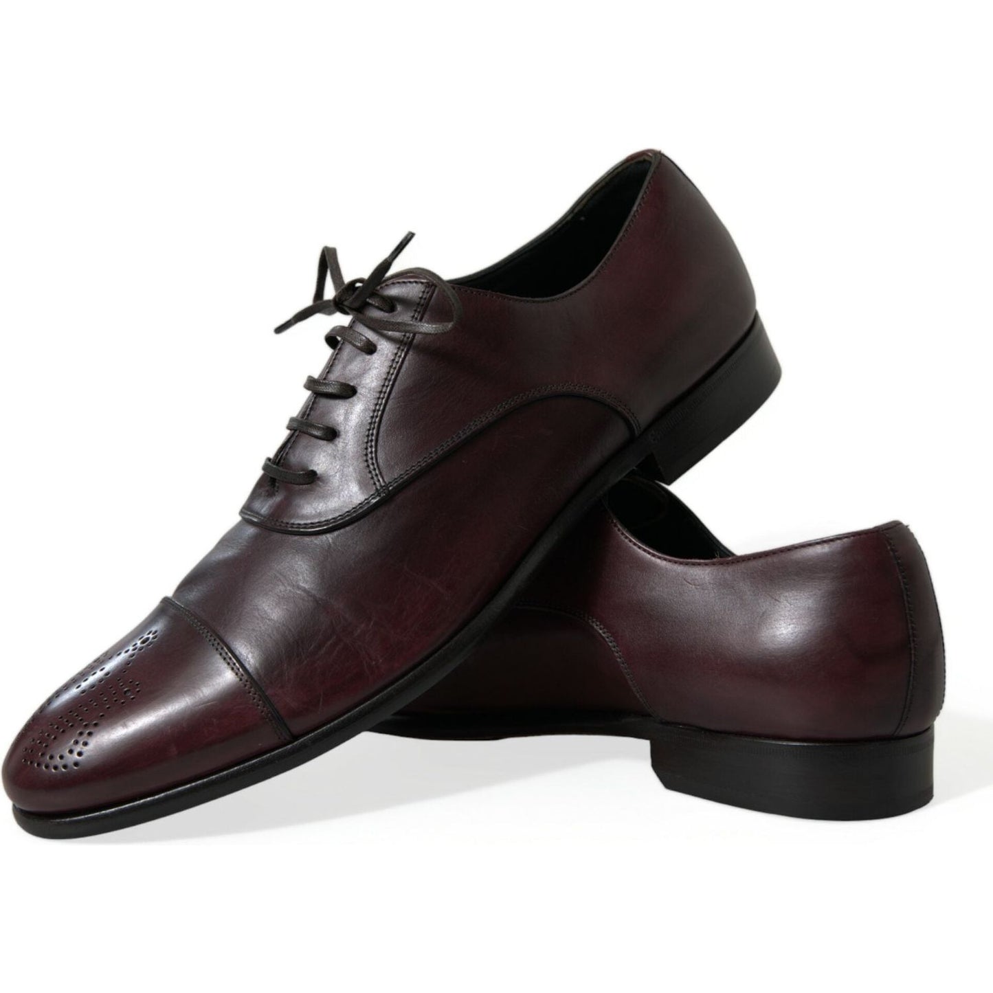 Dolce & Gabbana Elegant Burgundy Leather Derby Shoes Dolce & Gabbana