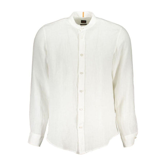 Hugo Boss White Linen Men Shirt Hugo Boss