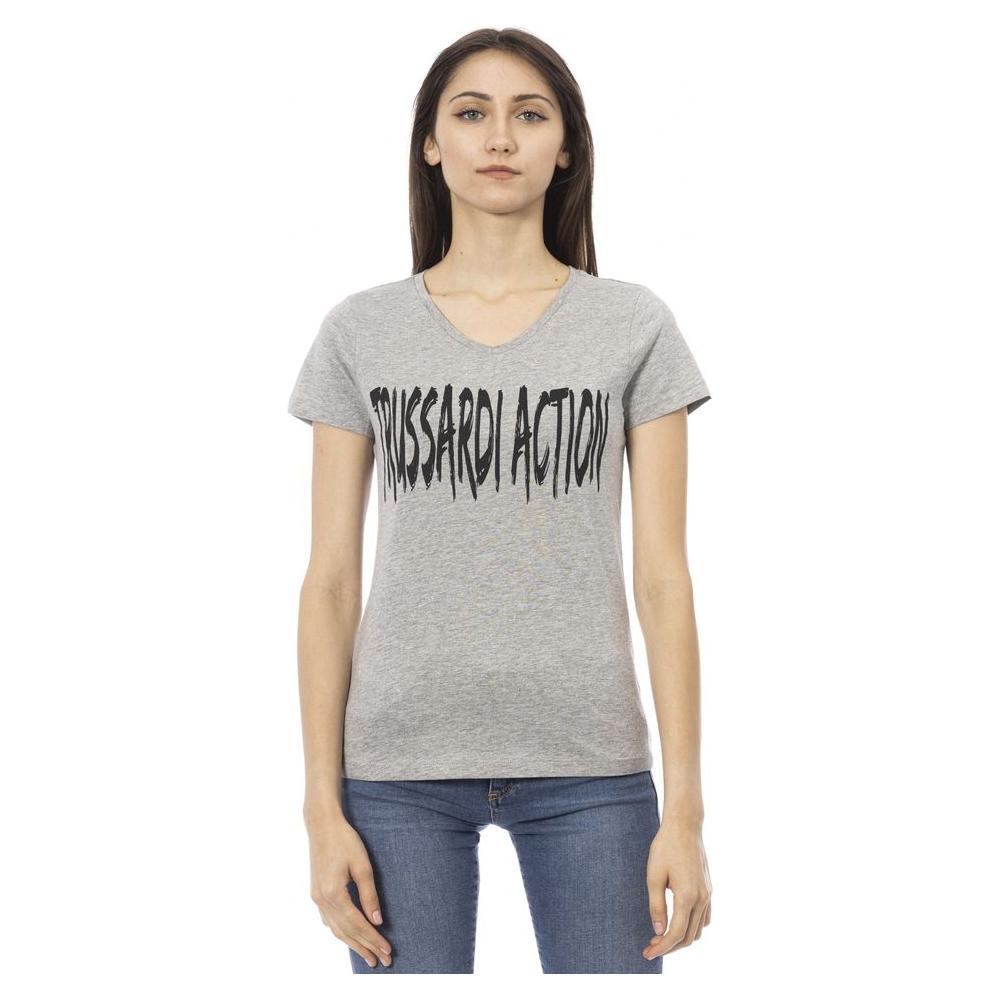 Trussardi Action Gray Cotton Women T-Shirt Trussardi Action