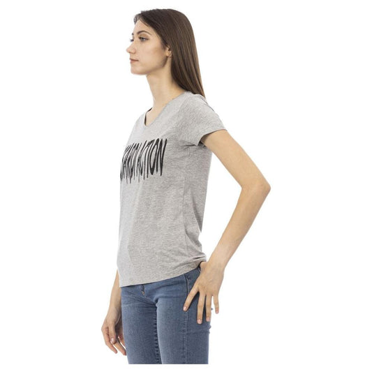 Trussardi Action Gray Cotton Women Tee Trussardi Action