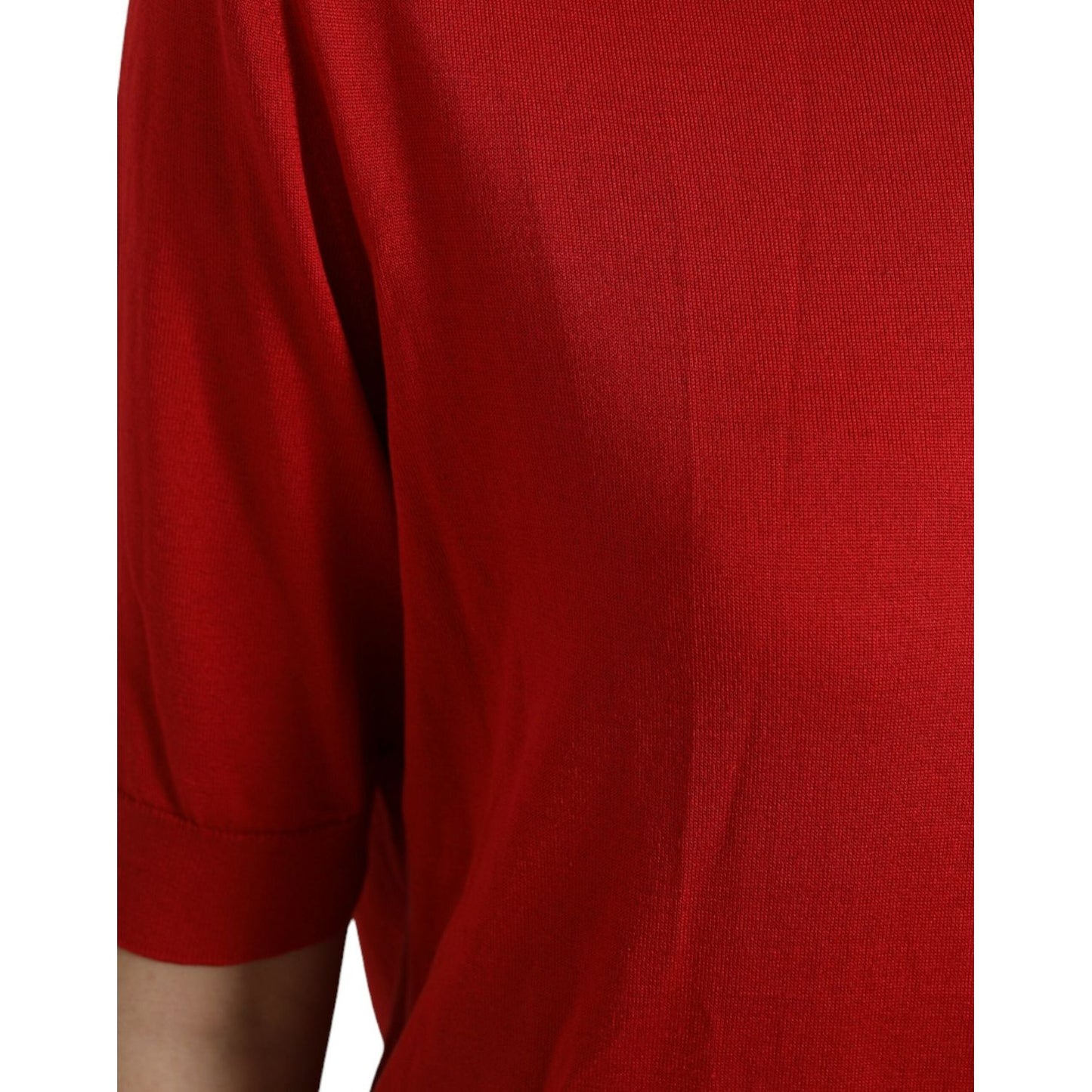 Dolce & Gabbana Silk Red Crew Neck Top Dolce & Gabbana