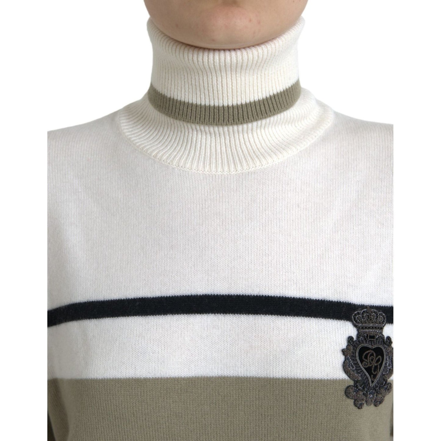 Dolce & Gabbana Italian Striped Wool Turtleneck Sweater Dolce & Gabbana