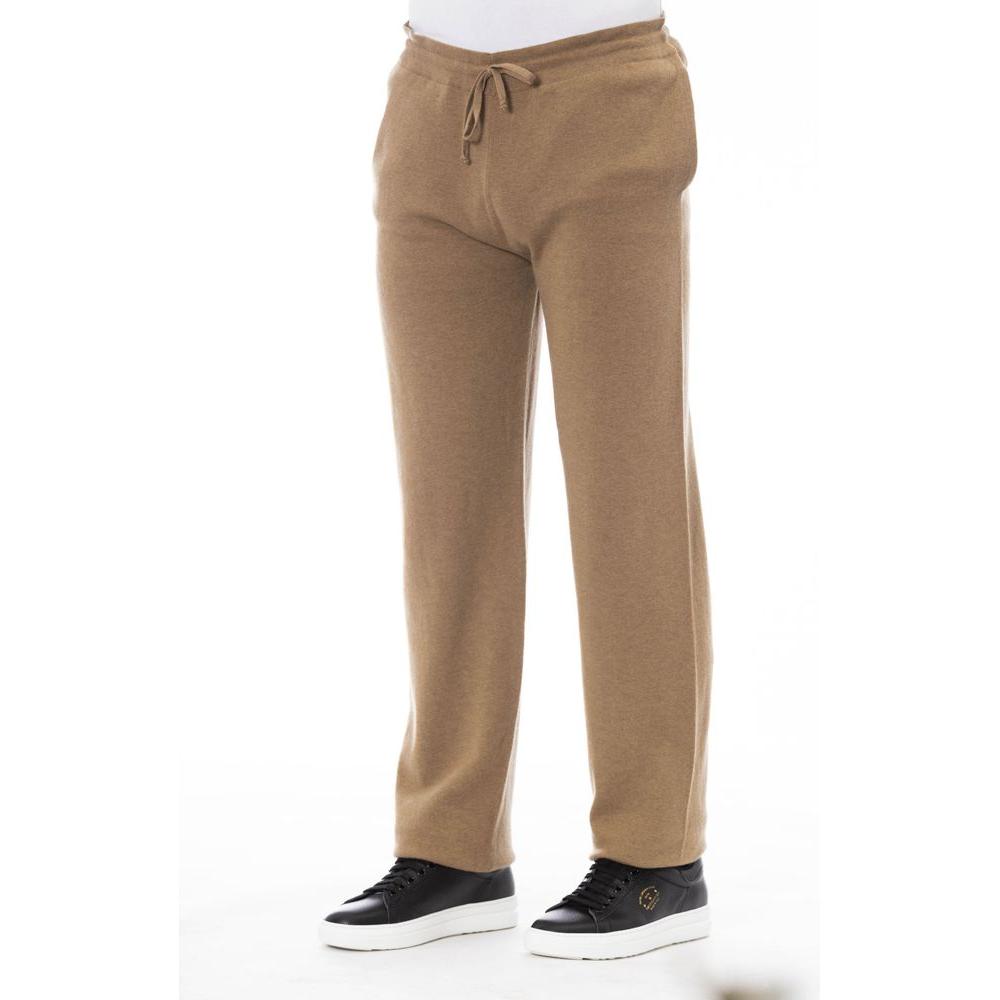 Alpha Studio Beige Wool Men Pant Alpha Studio