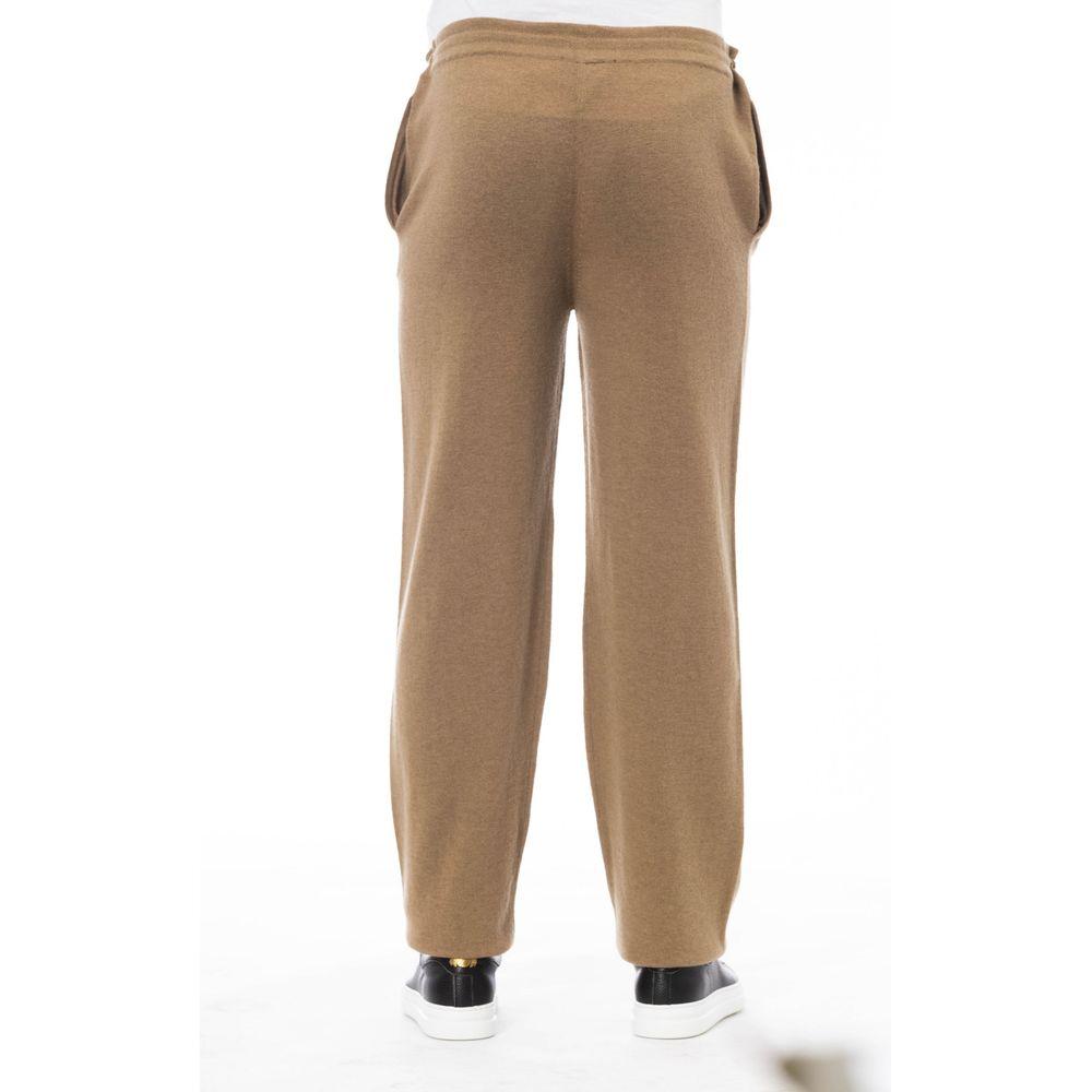 Alpha Studio Beige Wool Men Pant Alpha Studio