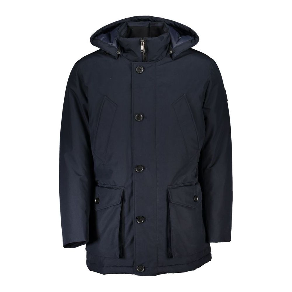 Hugo Boss Sleek Blue Long-Sleeve Jacket with Hood Hugo Boss