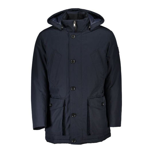 Hugo Boss Sleek Blue Long-Sleeve Jacket with Hood Hugo Boss