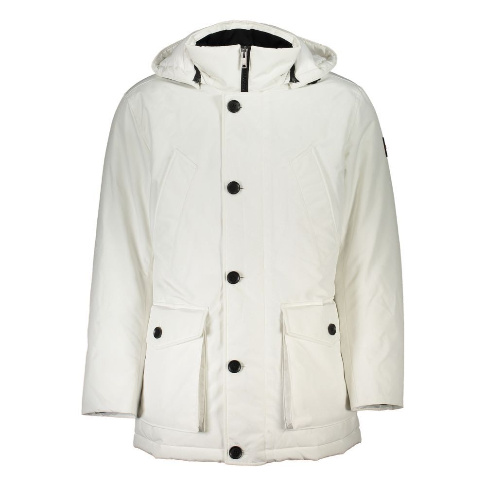 Hugo Boss Chic White OSIASS Jacket with Removable Hood Hugo Boss