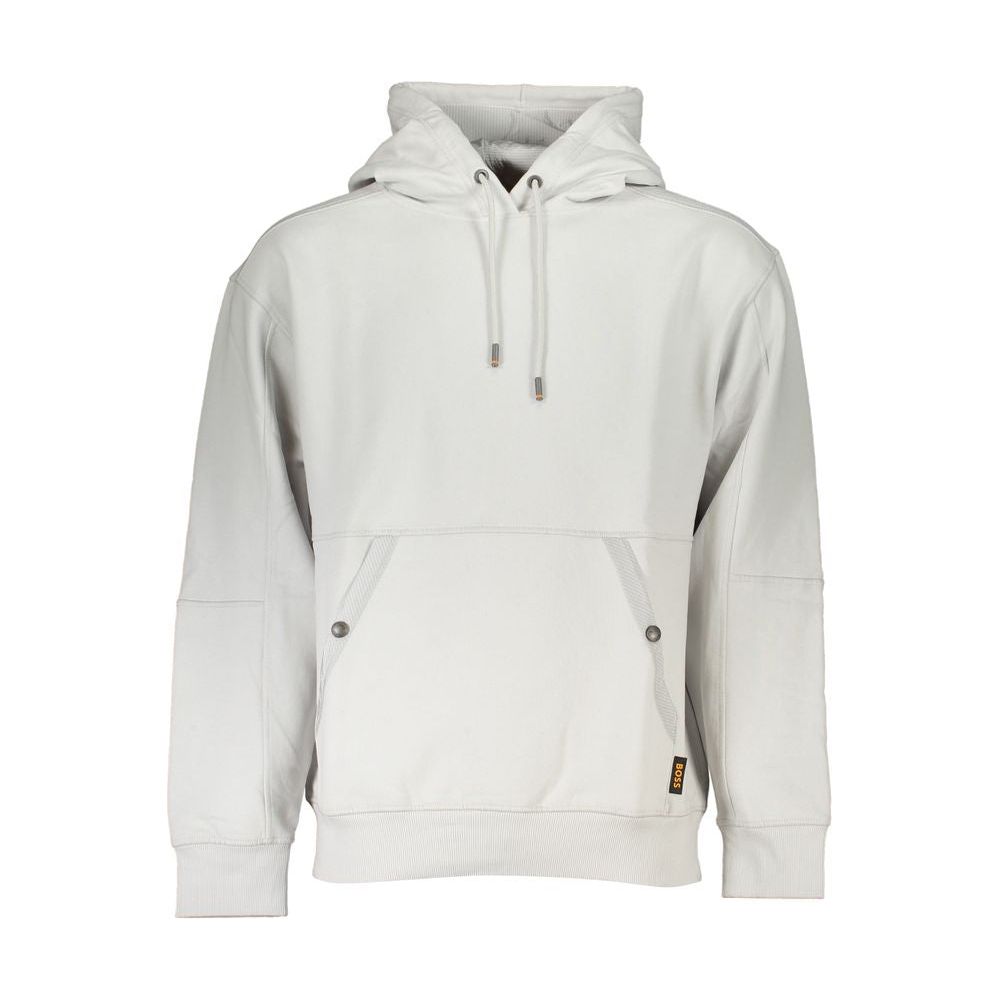 Hugo Boss Elegant Long-Sleeved Hooded Sweatshirt in Gray Hugo Boss