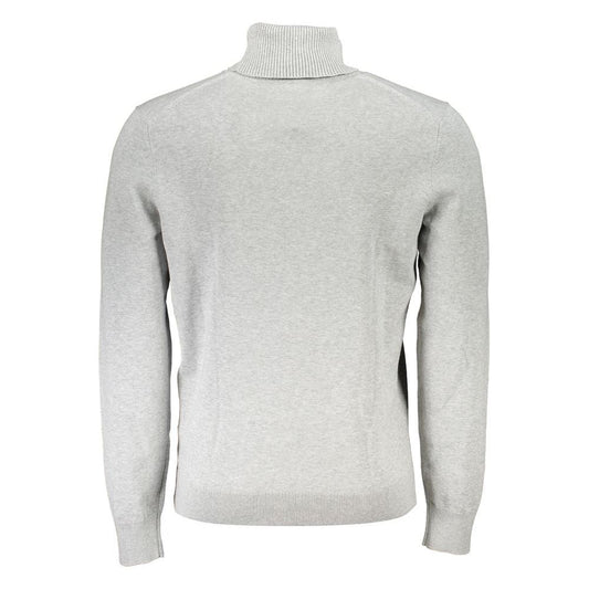 Hugo Boss Elegant Gray Turtleneck Sweater with Embroidery Hugo Boss