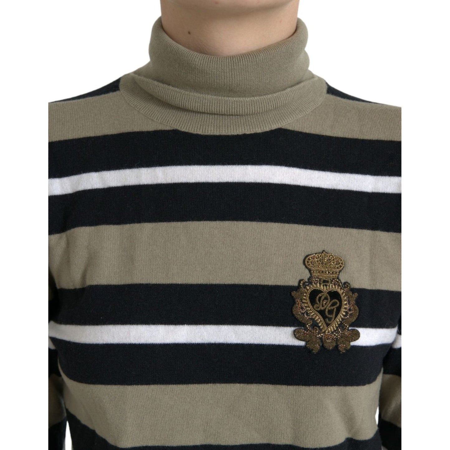 Dolce & Gabbana Elegant Striped Turtleneck Wool Sweater Dolce & Gabbana