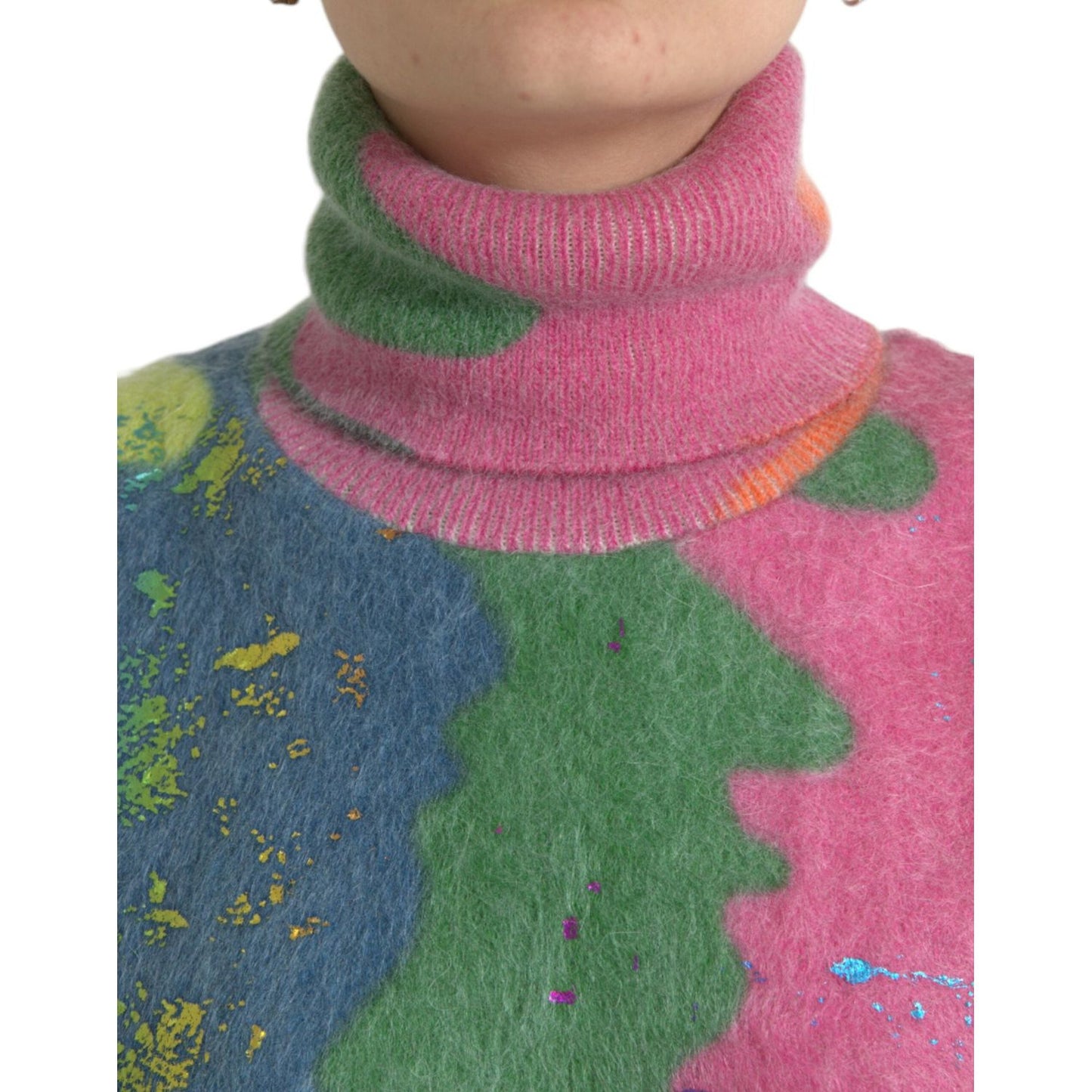 Dolce & Gabbana Multicolor Mohair Turtleneck Casual Sweater Dolce & Gabbana