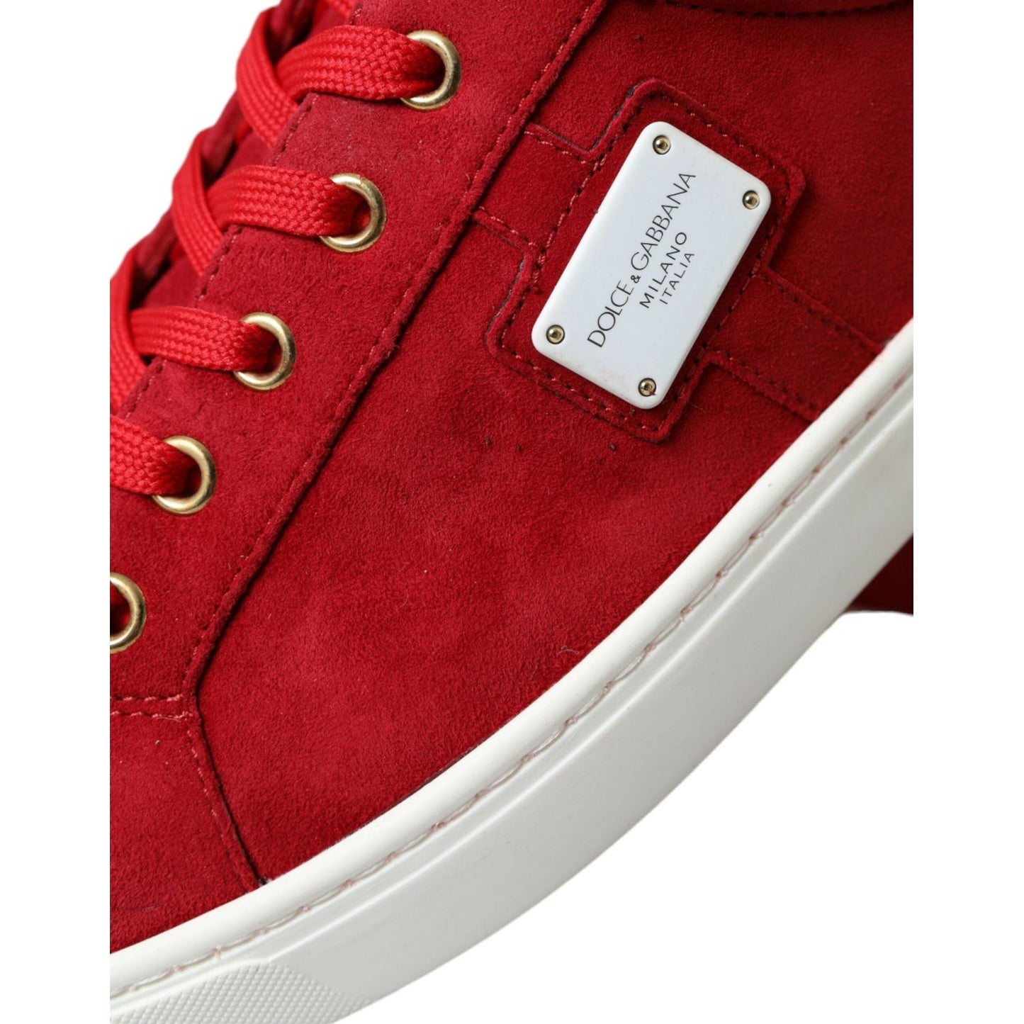 Dolce & Gabbana Elegant Red & White Leather Sneakers Dolce & Gabbana